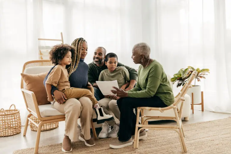 family in a living room