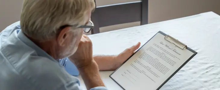 A man looks over a document